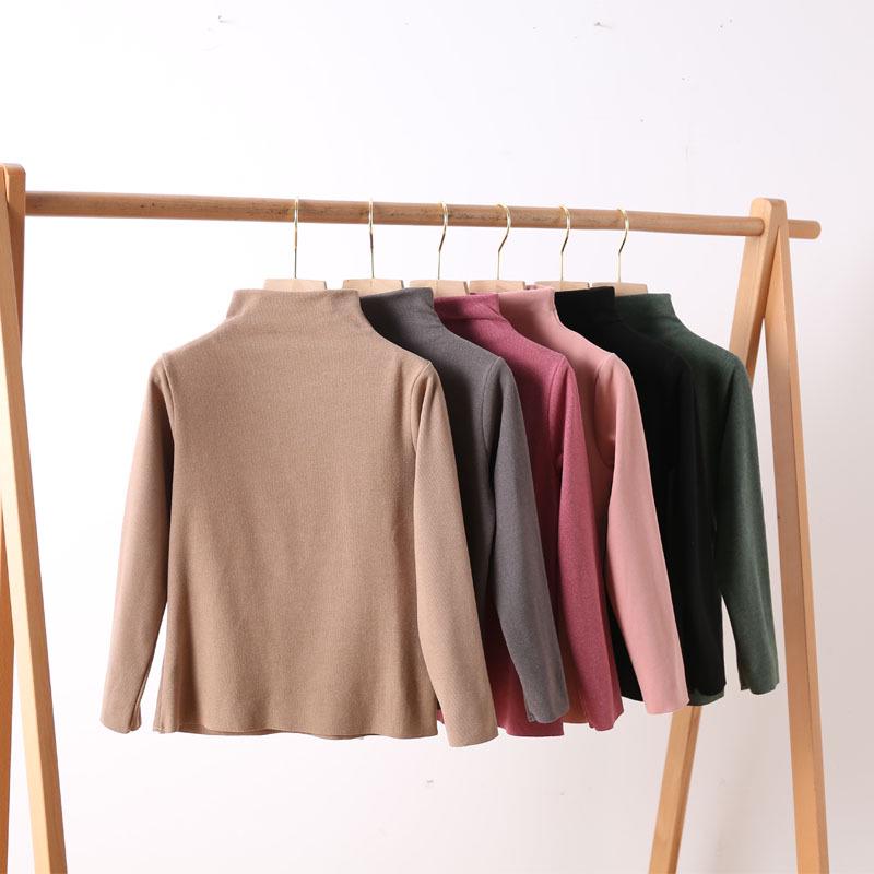 Dětské bezešvé kationtové německé sametové hřejivé tričko - střední límec, elastické, podzimní/zimní styl pro chlapce a dívky