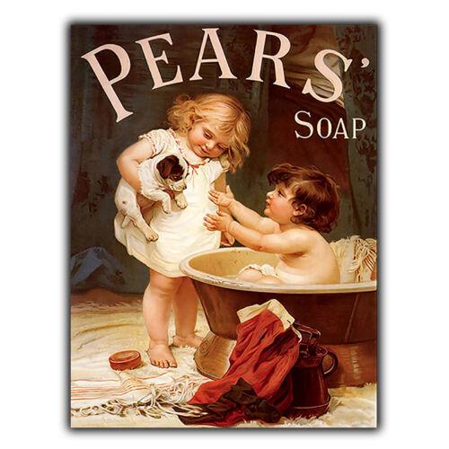 

f1METAL SIGN WALL PLAQUE PEARS SOAP Puppy Dog Vintage Retro BATHROOM Toilet print aluminum 20x30cm