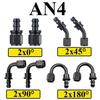 8Pcs AN4 AN6 AN8 AN10 AN12 Push-on Hose End Fittings Fuel Oil Cooler Hose Fitting 0 45 90 180 Degree Reusable Connection Adapter