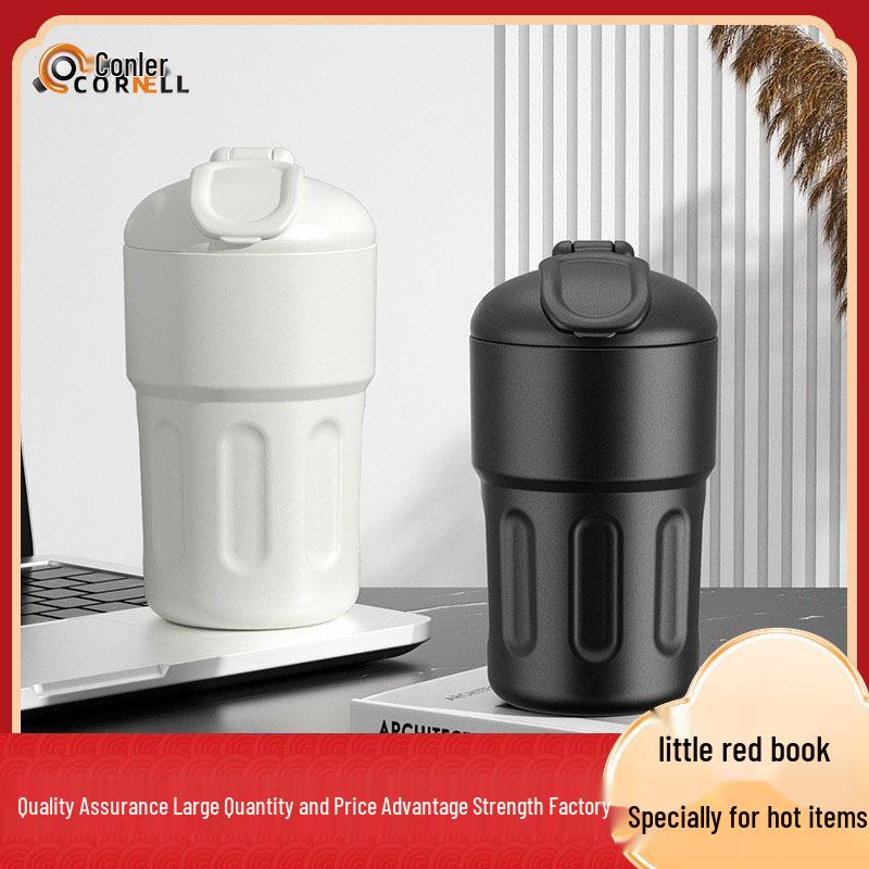 

316 Flip-Top Stainless Steel Vacuum Insulated Travel Coffee Cup 400ml чорний
