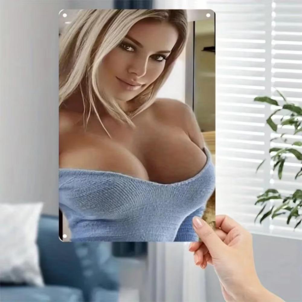 Arte da Parete Moderna in Metallo Poster Donna Bionda Decorazione per Bar di Casa