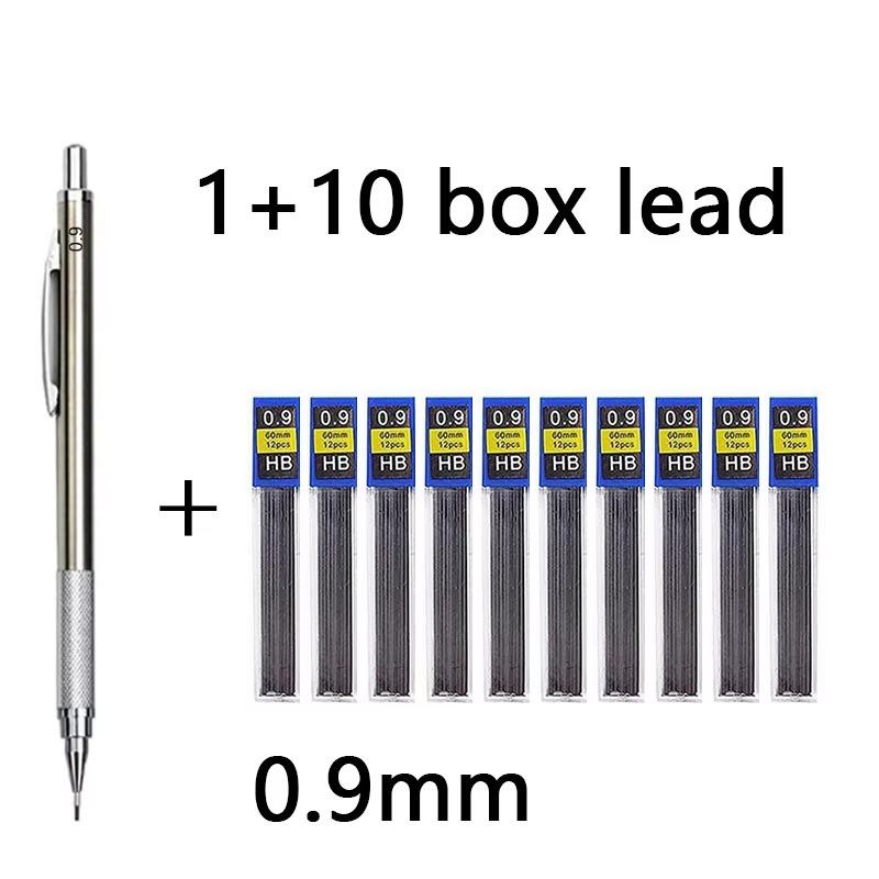 11Pcs/set All Metal Mechanical Pencils 0.3, 0.5, 0.7, 0.9, 1.3 2.0Mm Lead Refills Art, Writing, Sketching Retractable Design