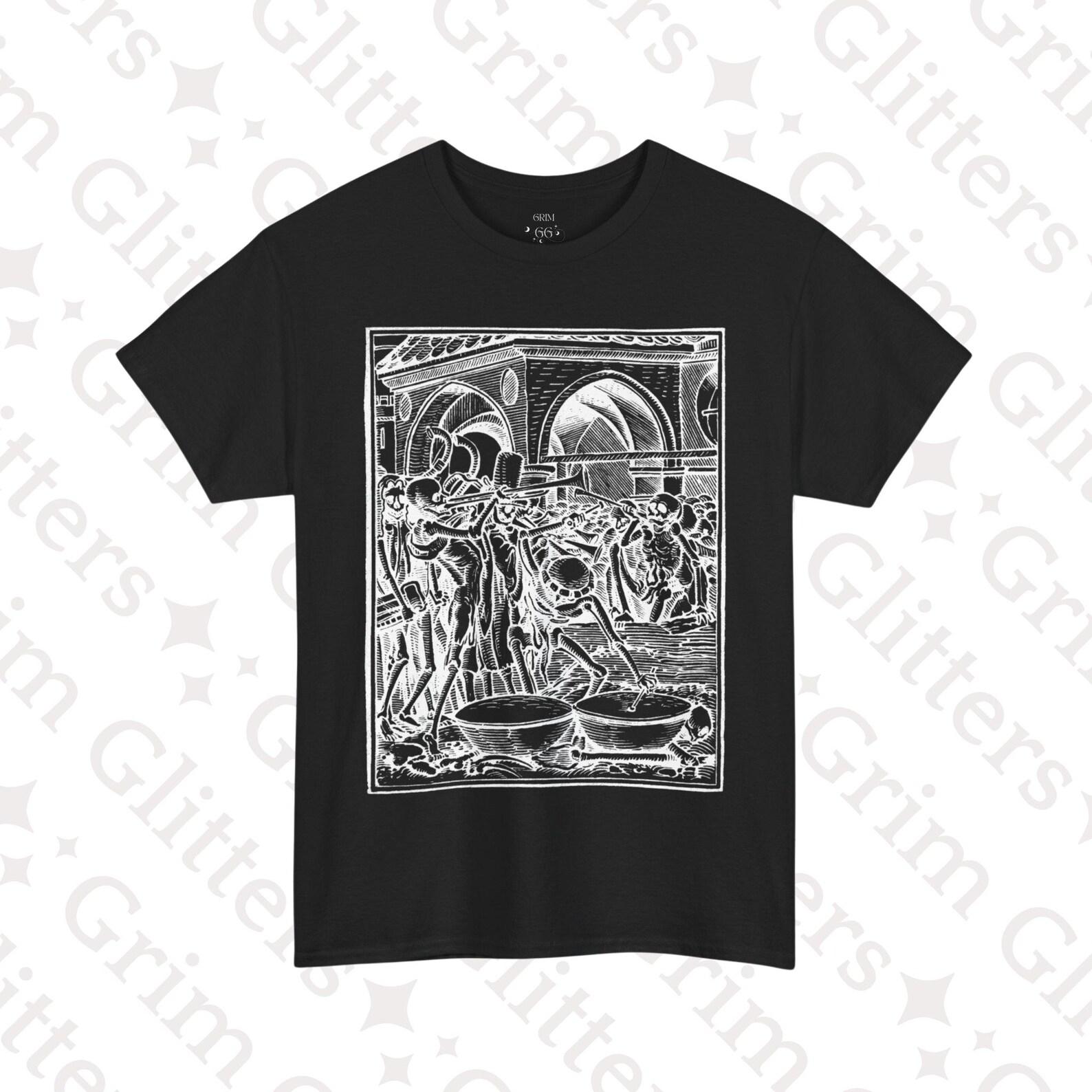 The Cemetary T-Shirt: Holbein Dance of Death Skeleton Musicians XL