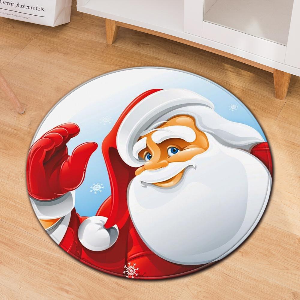 Christmas Festive Door Mat Household Non-Slip Round Floor Mat Living Room Coffee Table Bedroom Carpet
