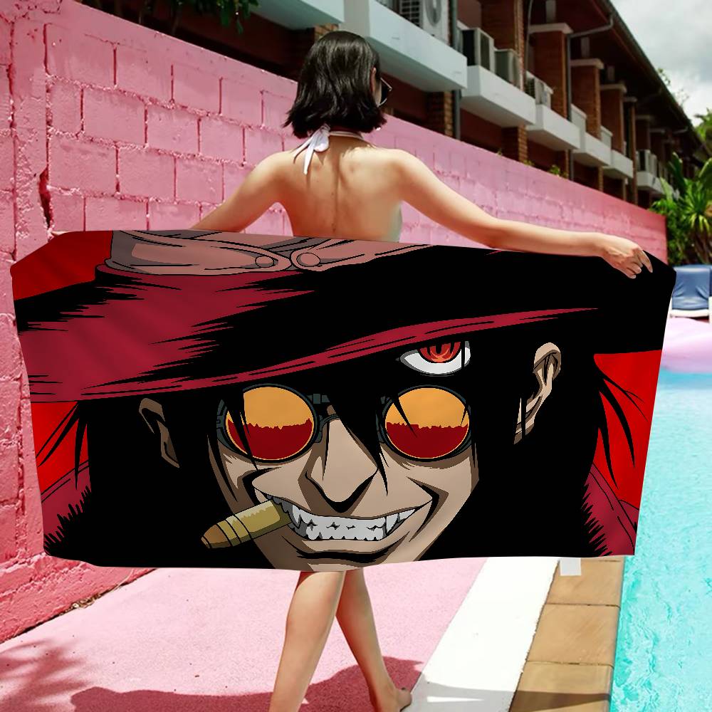 Anime H-Hellsing Mikrofaser Bedrucktes Strandtuch Bergsteigen Yoga Strand Schwimmen Laufen Saugfähiges Weiches Handtuch