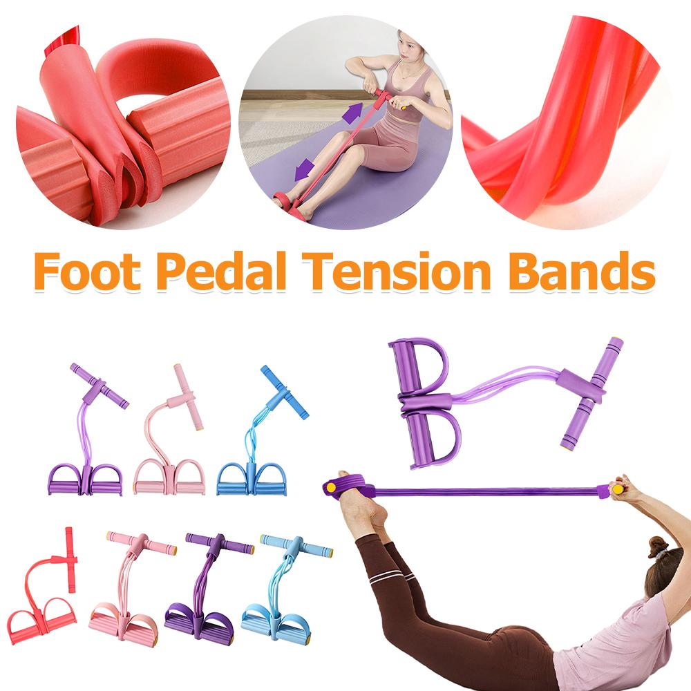 Multifunction Tension Rope for Exercise with Handle Foot Pedal Resistance Band Elastic Pull Ropes Exerciser Rower Belly Training