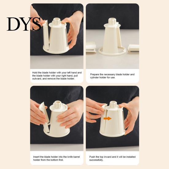 Stainless Steel Vegetable Slicer Manual Shredder, with Stable Suction Cup Base Design, 5 Removable Chopper Replaceable Blades Kitchen Chopper,