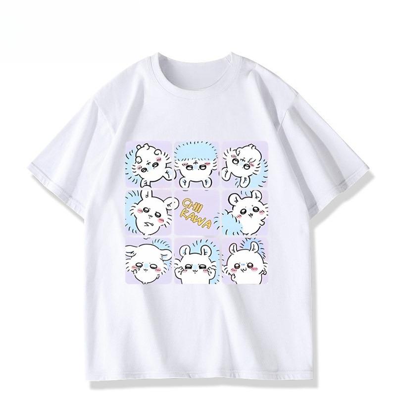 Japonské Kawaii Chiikawa Personál Restaurace Grafické Unisex Měkká Bavlna Roztomilé Anime Ležérní Krátký Rukáv Streetwear Tričko