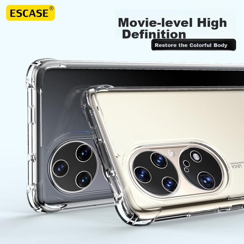 Huawei P50/p50e Phone Case, Full Protection Transparent Airbag Shockproof Soft TPU (With Lanyard Hole), ES-Ip9 Series Version Translucent White