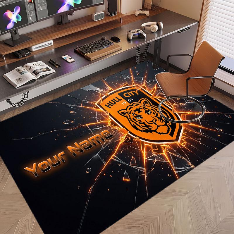 Custom Rug Hull City Pattern Print Name Text Soft Non‑Slip Floor Carpet for Home Indoor Decoration