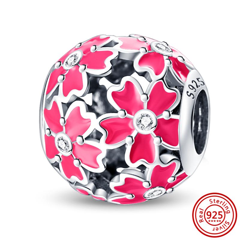 S925 Sterling Silver Mom Rose Print Pave Paw Sun Moon Vulture Butterfly Dangle Bead Fit Original  Bracelet Jewelry Making