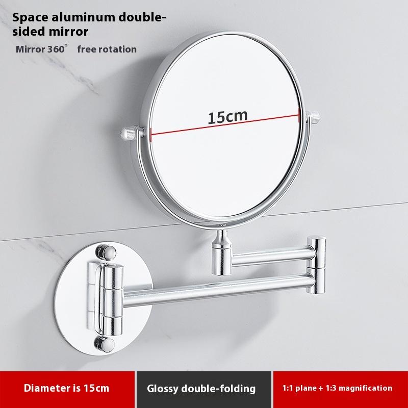 Black Gold Telescopic Mirror Bathroom Cosmetic Folding Beauty Wall Hanging Double-sided Mirror Bathroom