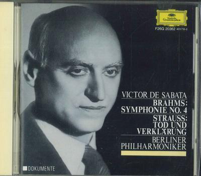 CD VICTOR DE SABATA - Brahms Symphonie Nr.4 F26G20362 DEUTSCHE GRAMMO 1989 Japan Classical Used
