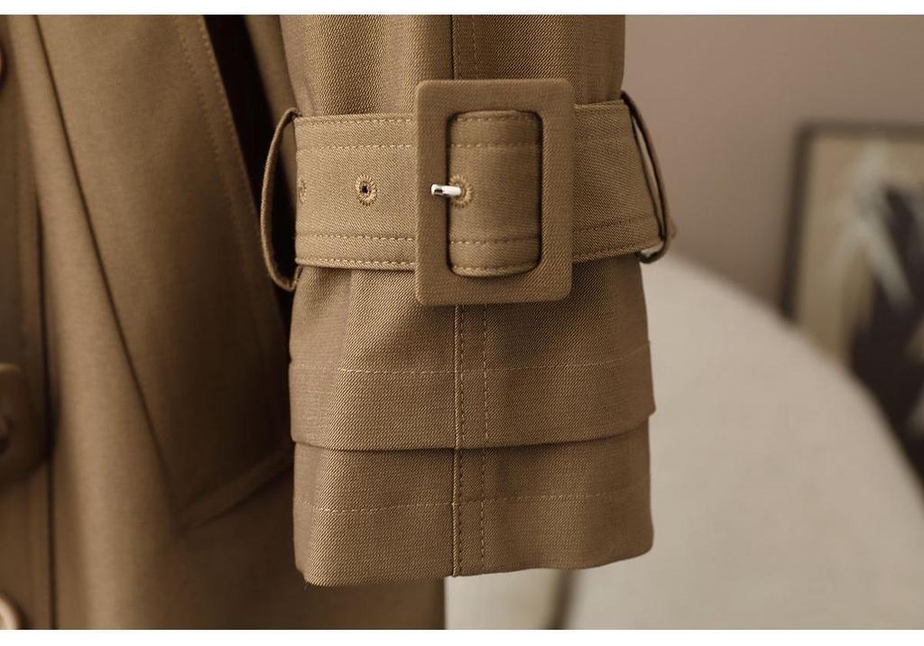 2026 Spring Women's British Style Double-Breasted Belted Trench Coat