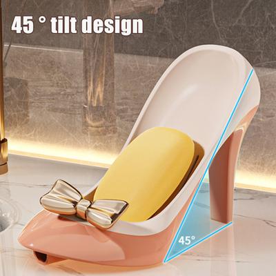 1/2Pcs Soap Box with Convenient Suction Cup High Heels Design Self-Draining Soap Dish Plastic Soap Holder Multi-Functional Organizer