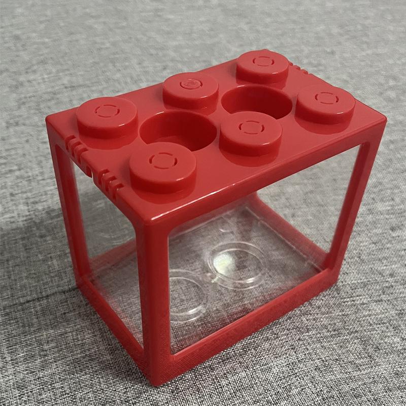 Kreatywne wielokolorowe składane klocki budowlane ekologiczne mini akwarium akwarium mały gad owad pudełko dla zwierząt krajobraz wodorosty