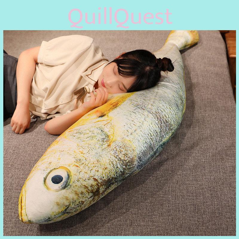 Large Yellow Croaker Plush Toy Cartoon Stuffed Animal Doll Decoration Gift Kids