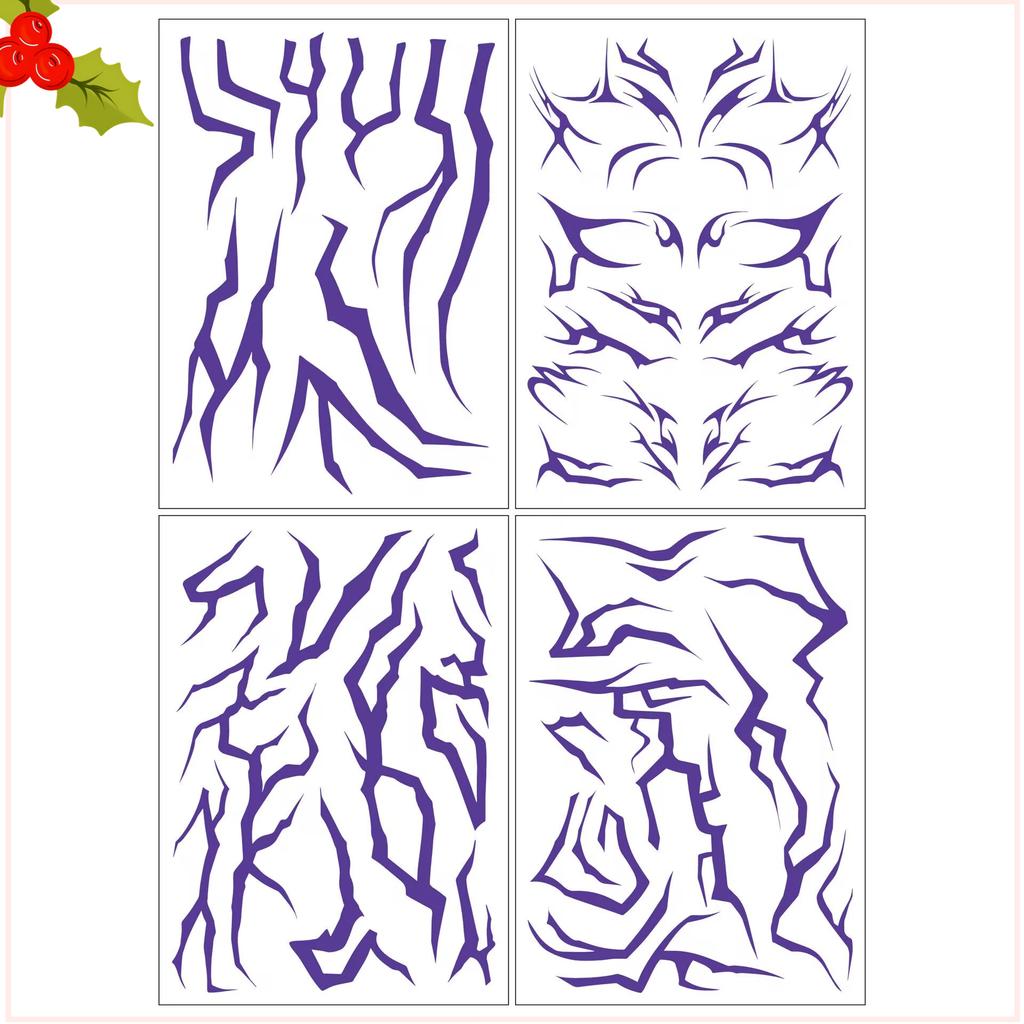 4 sztuki fioletowe tatuaże Rumi K-pop motyw odgrywanie ról, wachlarz z wzorem Rumi Halloween tymczasowy tatuaż taniec urodziny impreza prezent