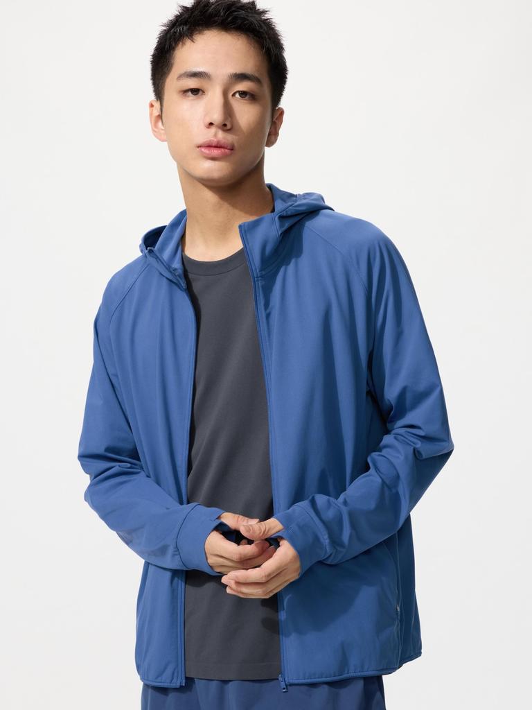 Uniqlo Japan Ultra Stretch Dry Ex Kapuzenpullover mit durchgehendem Reißverschluss und langen Ärmeln 