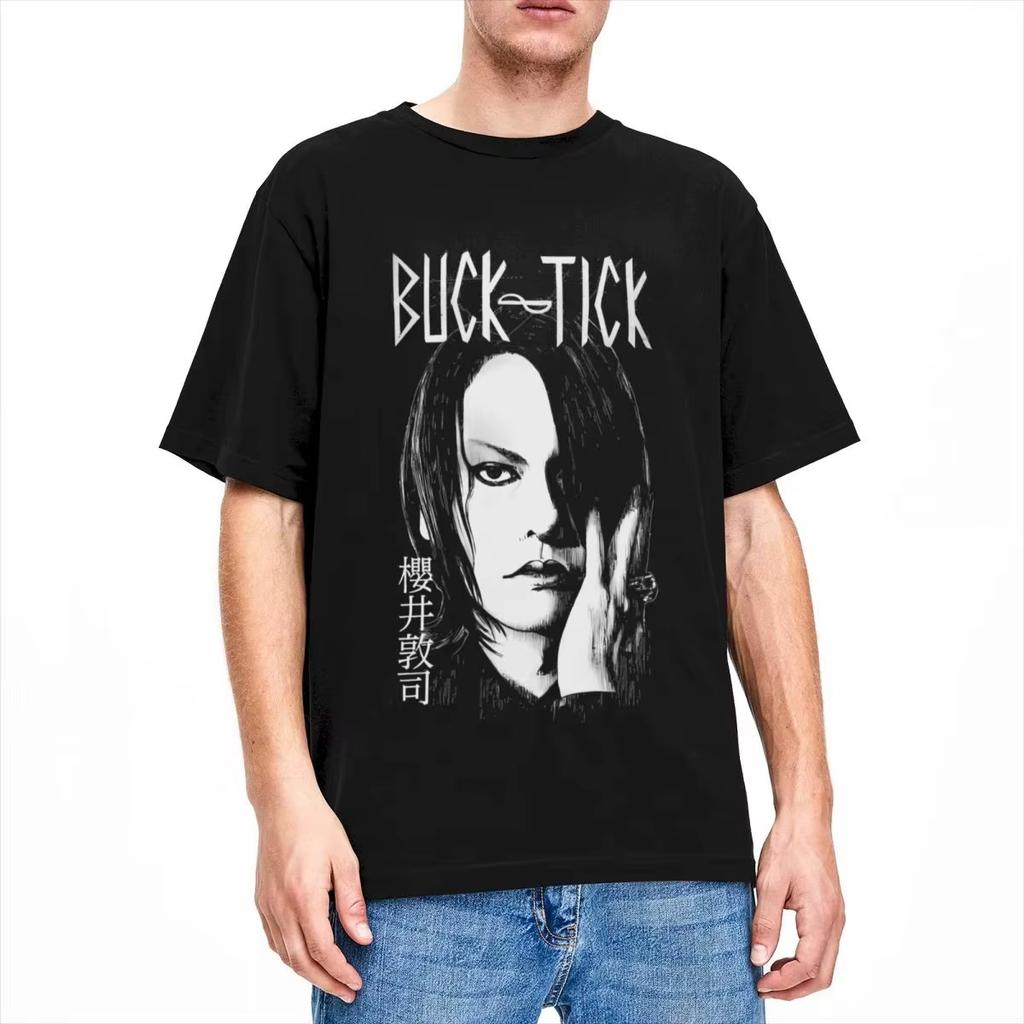 Summer Unisexs And Unisexs Buck Tick Atsushi Sakurai Salute Bulletin Pattern Printed Cotton Tshirt Merch Retro Summer