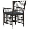 Garden Chairs 2 Pcs Black PE Rattan Steel and Polyester Fabric