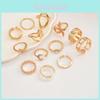 Butterfly Geometric Ring Set With Zinc Alloy For Fashionable Women
