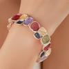 Color Painting Oil Geometric Square Alloy Bracelet, Women's Fashion High-end Elastic Rope Bracelet
