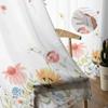 Spring Season Watercolor Flower Leaves Sheer Drapes for Living Room Decoration Window Curtain Kitchen Curtain Panels