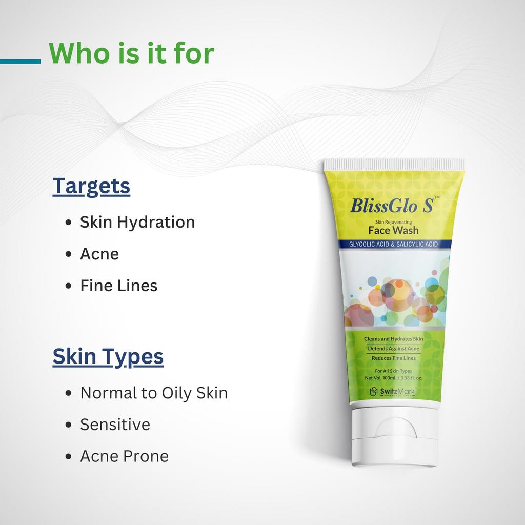 Blissglo S Skin Rejuvenating Face Wash - Gentle Cleansing & Brightening Skin Refresh Formula