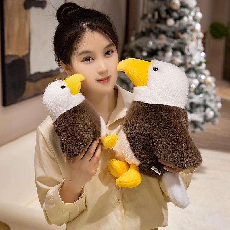 Cute Simulated Bald Sea Eagle Doll Plush Toy Eagle Vulture Bird Doll Boy Soothing Rag Doll