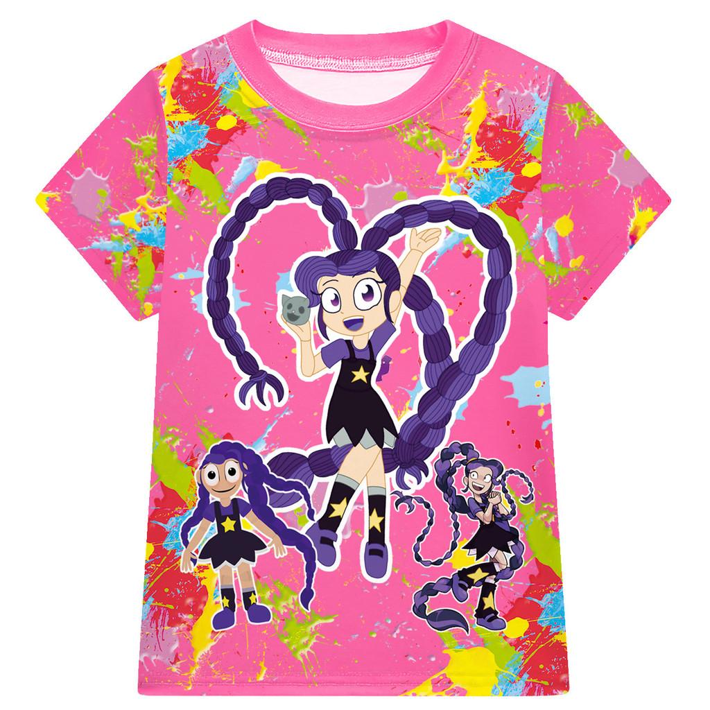 19776 Kids Girls Lily Lovebraids Game Printed Short Sleeves Sleepwear Pajamas 2pcs/sets