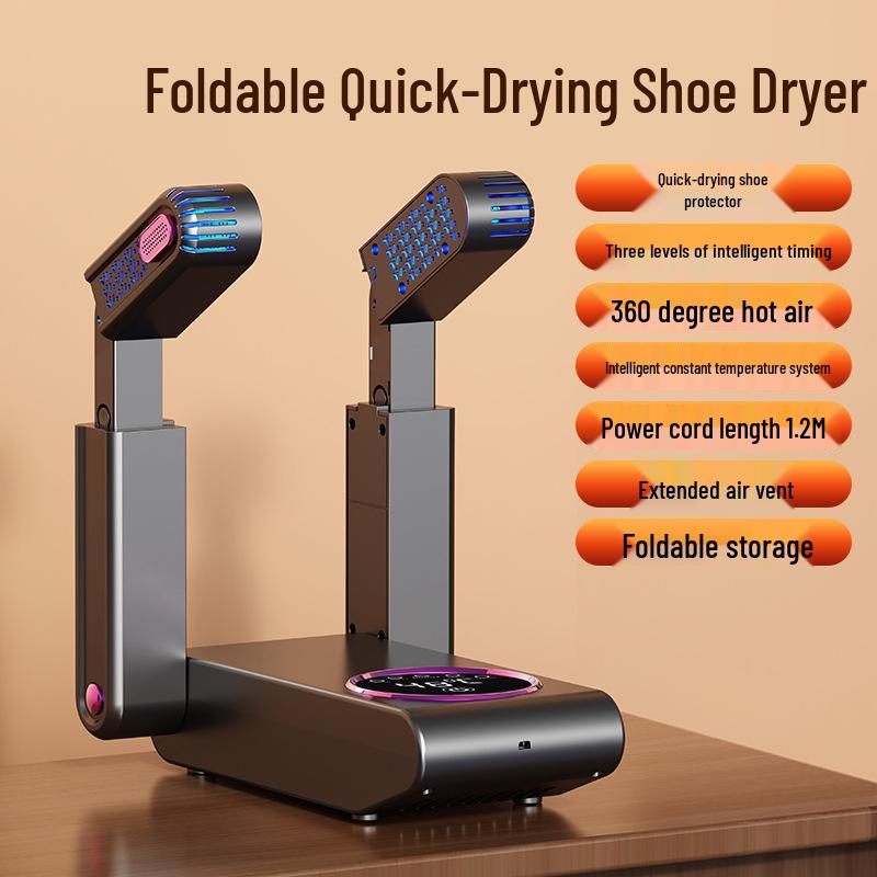 Foldable Retractable Shoe Dryer with Smart Temperature Control and Deodorizing Feature