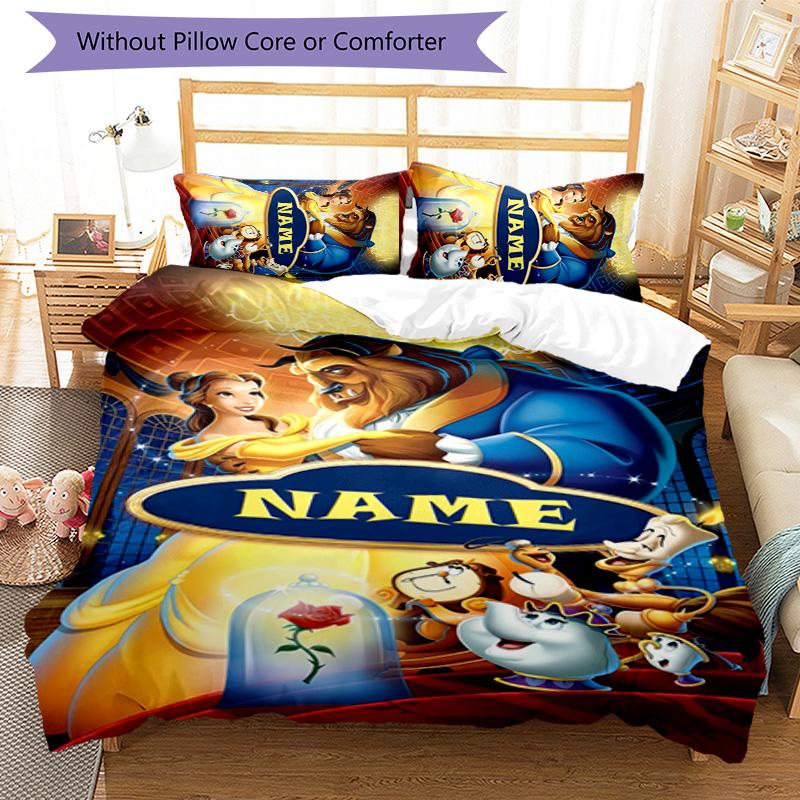 3pcs Princess9 Cover Set - Personalized Name, HD Printed Bedding with 1 Cover and 2 Pillowcases - Perfect for Home Decor, Easy Care