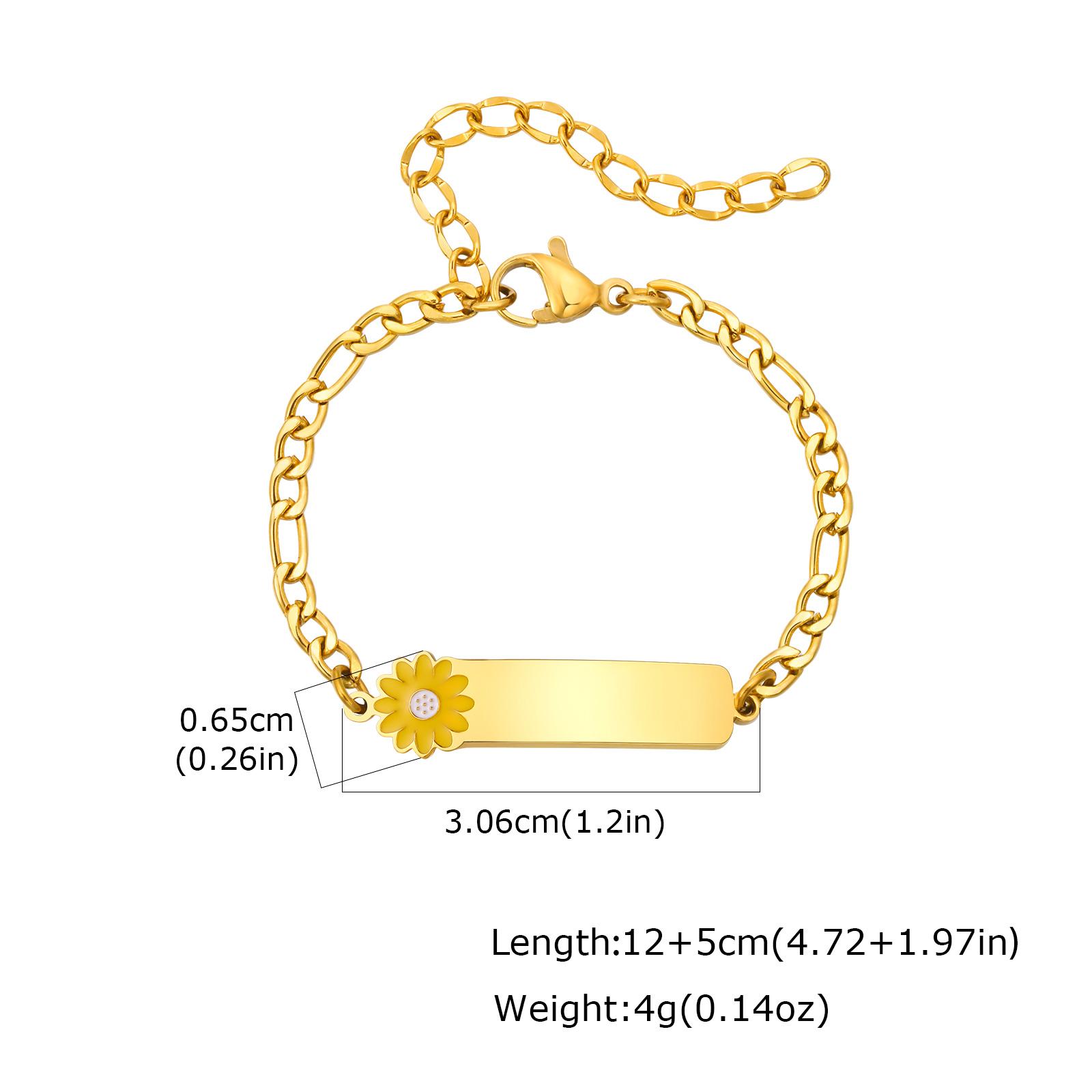 

Vnox Personalized Stainless Steel Free Engraved ID Name Bracelet, Daisy Sunflower DIY Bracelet, Birthday Gift for Children
