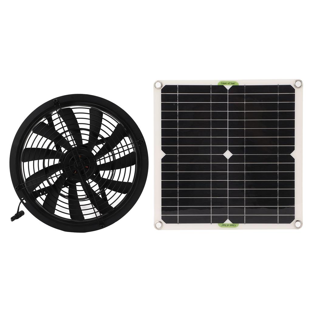 Solar Panel Powered Fan 10in Diameter Ventilator 100W for RV Yacht Greenhouses Bathroom