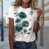 Dámské letní tričko trend květinový potisk retro móda trička s krátkým rukávem ležérní potištěné topy