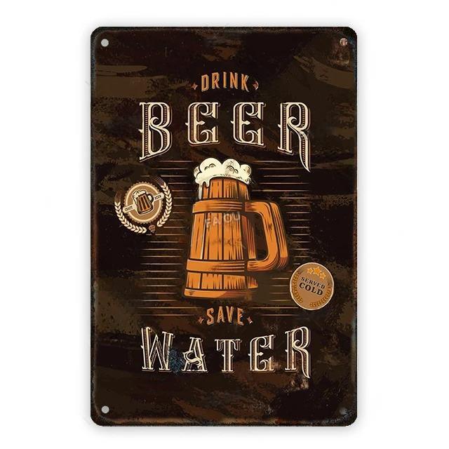 Cold Beer Posters Vintage Metal Tin Signs Drink Retro Bar Club Pub Restaurant Wall Art Decoration Plate