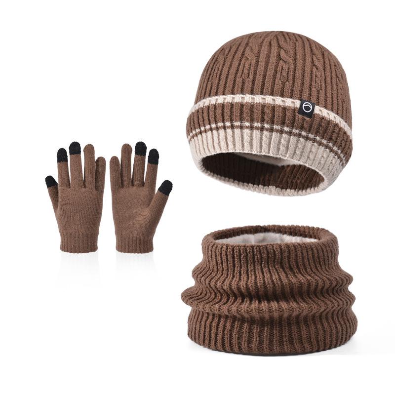 

3 шт. детская зимняя шапка, утеплитель для шеи, перчатки, флисовая подкладка, детская шапка, шарф, костюм для улицы, детская шапка для девочек и мальчиков 4-10 лет кофейный