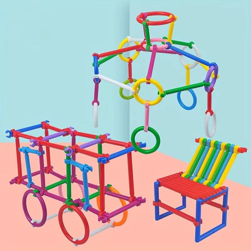 65~240pcs Kids DIY Building Blocks Stick with Storage Bag Montessori Early Learning Children Plastic Intelligence Sticks TMZ