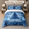 Winter Snow Theme Custom Text Or Name 3Pcs Bedding Set 1 Flat Sheet & 2 Pillowcases Personalized Home Bedding