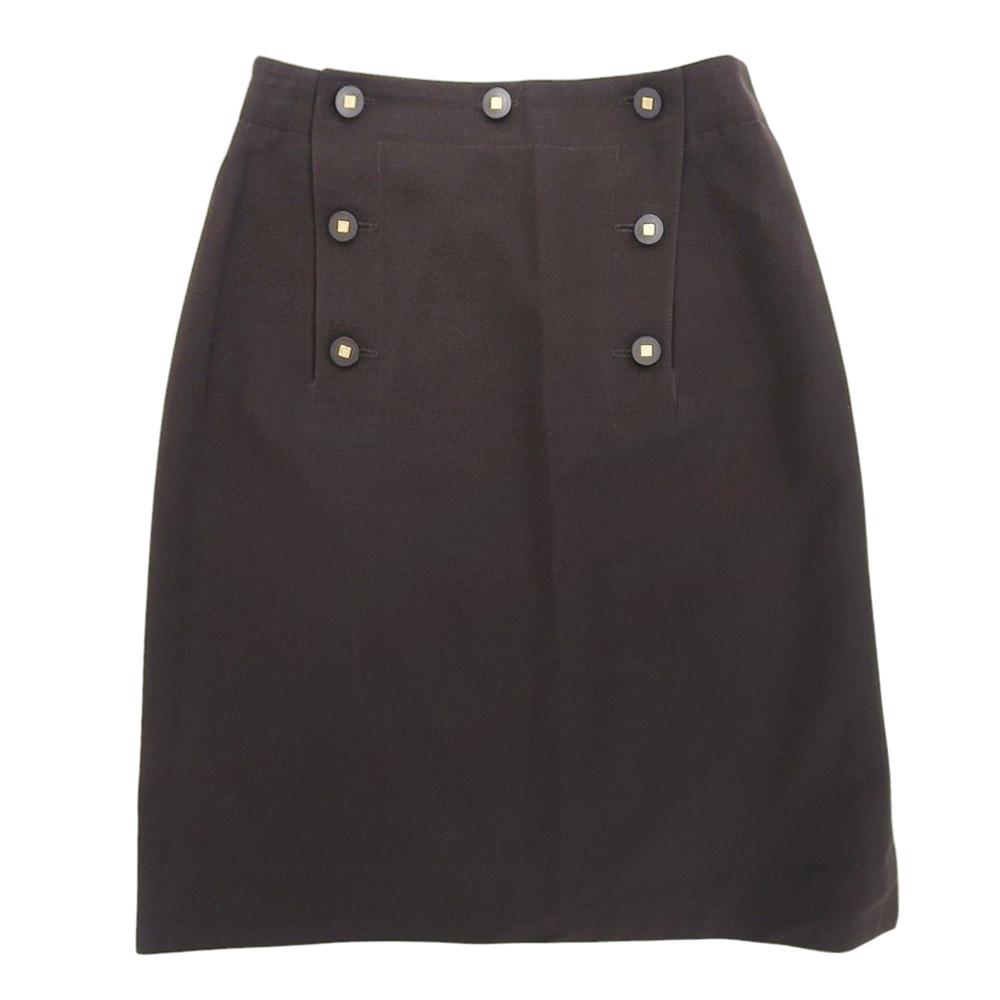 CHANEL CC Logos Button Skirt Women's Brown Size 36 P08800 skirt 36 BrownUsed