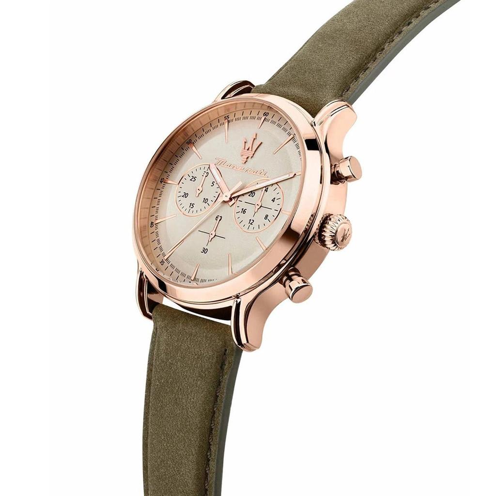 Maserati Epoca Chronograph Leather Strap Beige Dial Quartz R8871633007 100M Men's Watch