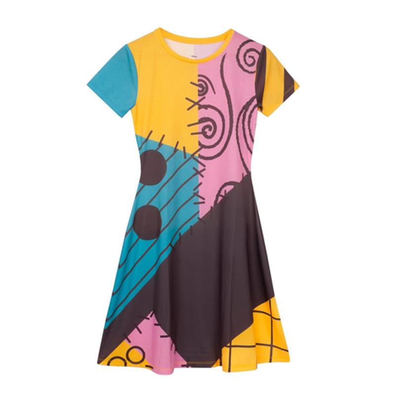 

The Nightmare Before Christmas Cosplay Sally Women Short Sleeve Dress Costume 100cm Child