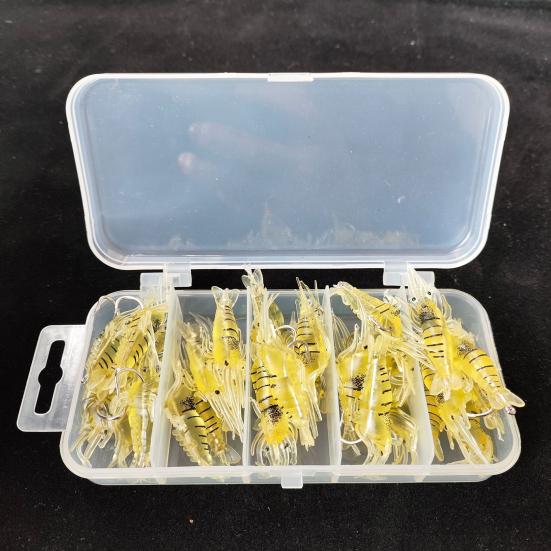 30Pcs Fishing Baits Artificial Soft Shrimp Lures Realistic Looking Vibrant Color Mini Size Soft Baits Fake Lures with Sharp Hooks