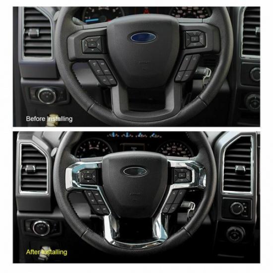 Chrome Steering Wheel Trim Moulding Decorative Cover for 2015-20 Ford F150 Parts