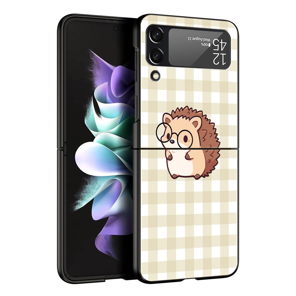

Cute Little Hedgehog Phone Case For Samsung Galaxy Z Flip3 Flip4 Flip5 Case Shell For Z Flip 3 4 5 6 Black Hard Folding Cover Galaxy Z Flip 4