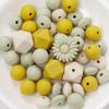 60Pcs Silicone Beads Set Flower Octagonal Round Teething Beads For DIY Handmade Baby Necklace Bracelet Pacifier Chain Accessorie