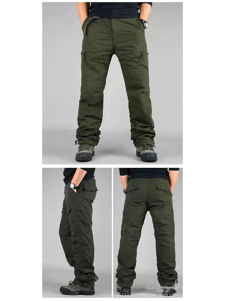 Men's Plus Size Velvet-Lined Cotton Work Pants - Autumn/Winter Collection