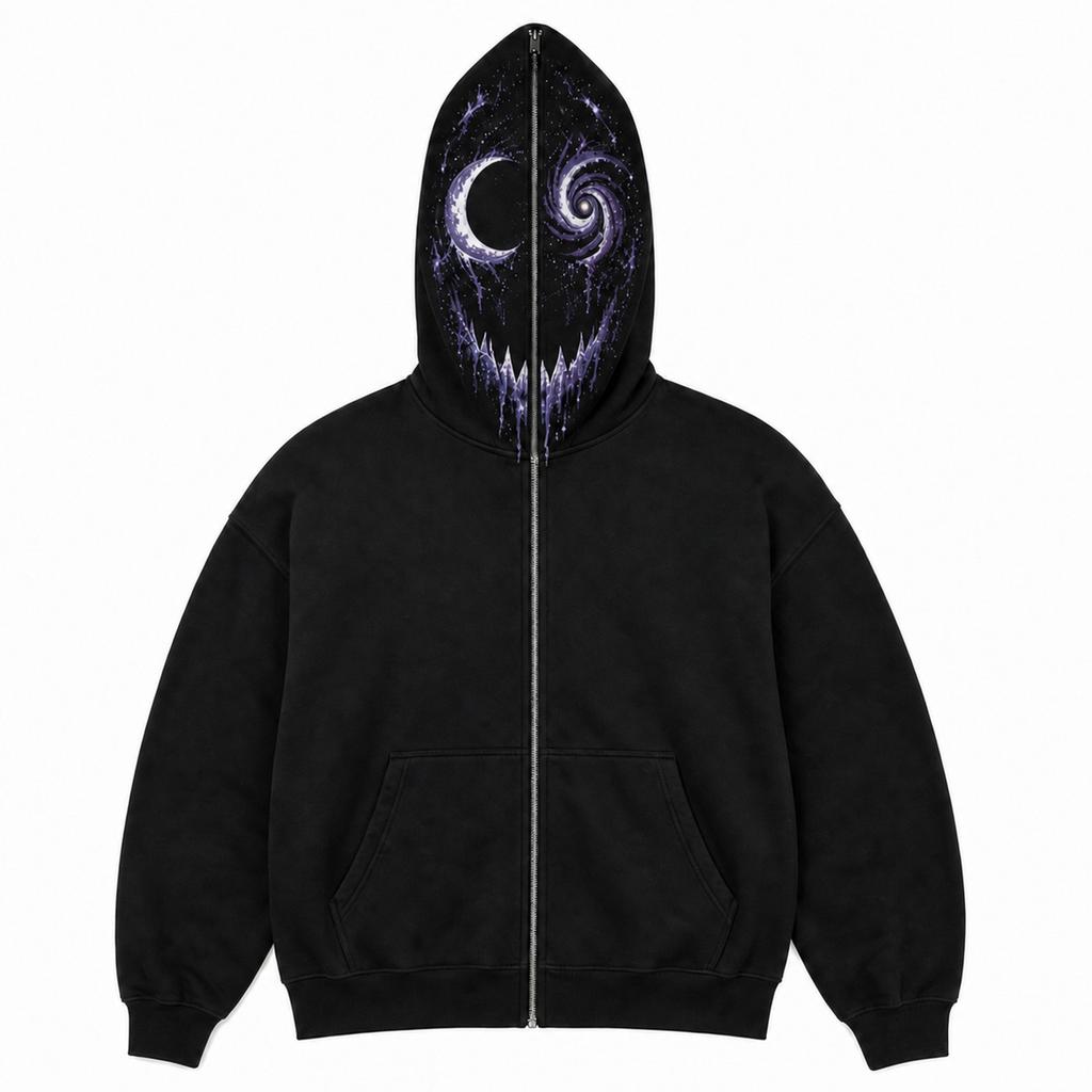 Halloween Cosplay Face Printed Long Sleeve Hoodie Men's and Women's Fashionable Casual Sports Top