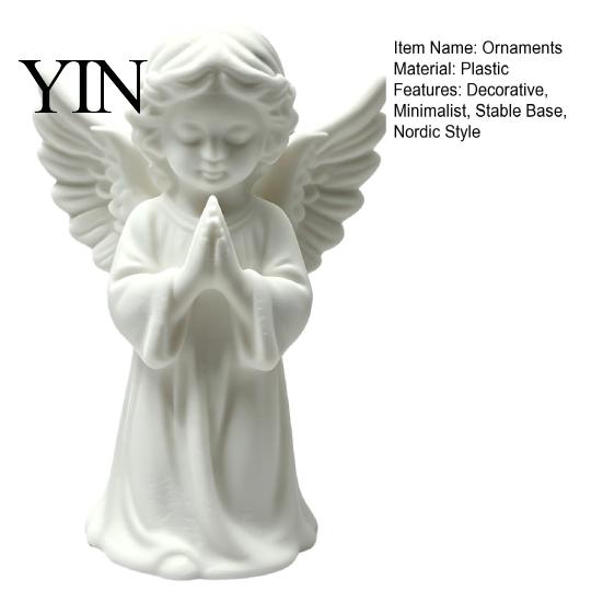 Stable Wide Base Angel Decoration 3D Printed Praying Statue, Elegant Matte White Cherub Figurine with Detailed Drop Resistant Odor Free Decor